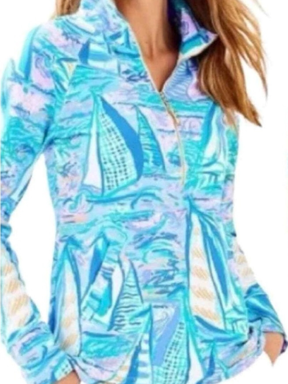 Lilly Pulitzer About Time Popover Skipper Size Medium Blue Boats